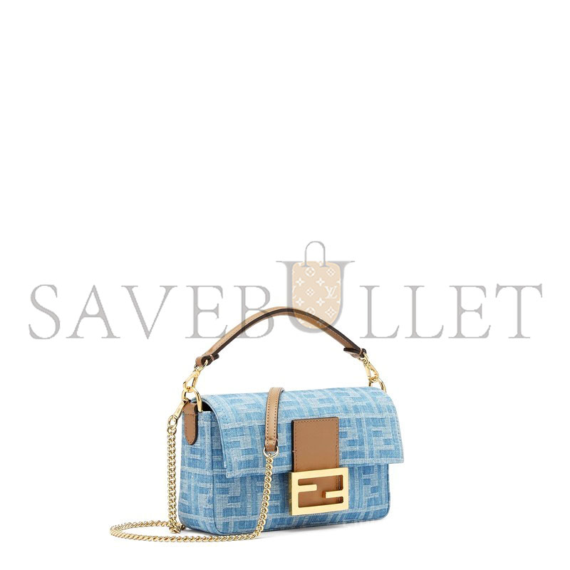 F**di baguette mini bag light blue ff denim handbag 8bs017as3ff1plm (19.5*11*5cm)